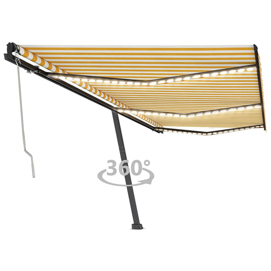 Automatisk Markise Med Vindsensor Og Led 600X350 Cm Gul/Hvit