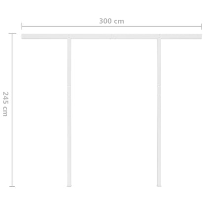 Automatisk Markise Med Led Og Vindsensor 3X2,5 Cm Blå Og Hvit