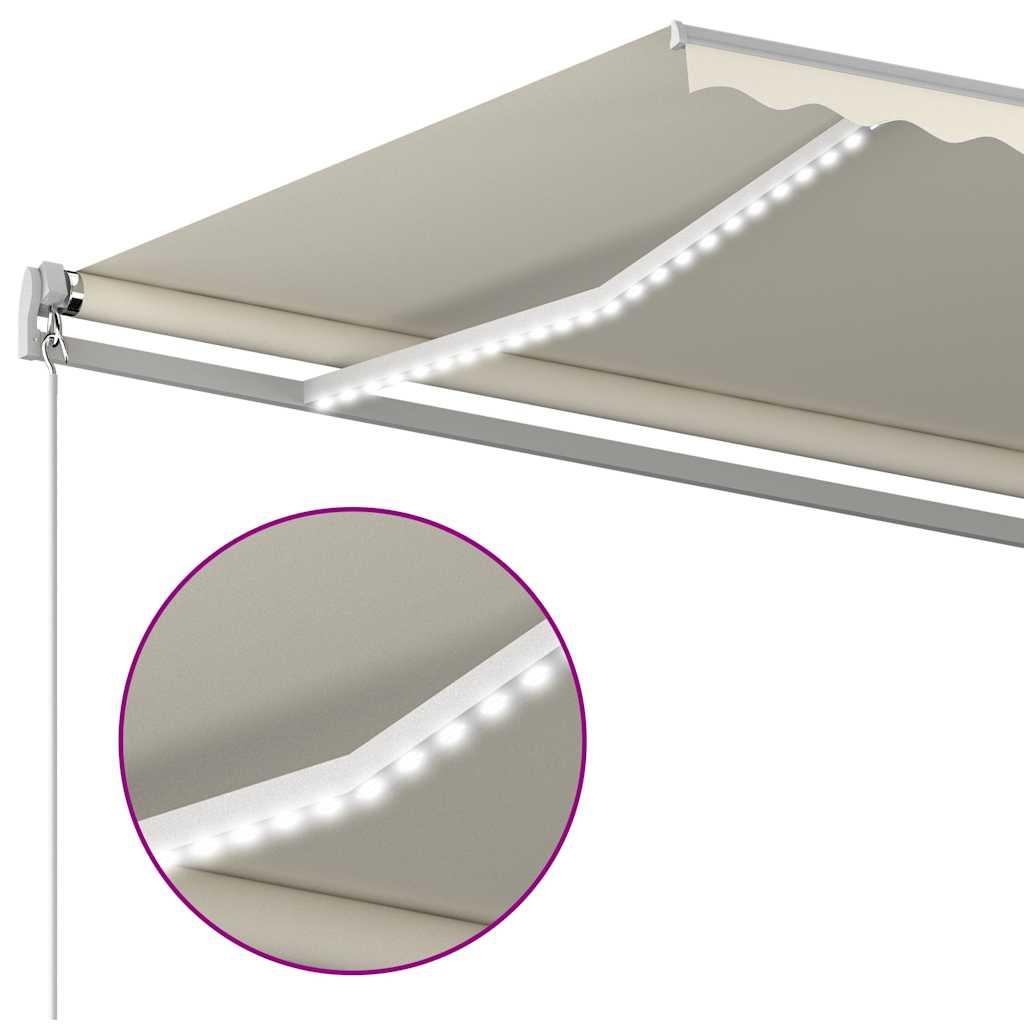 Automatisk Markise Med Vindsensor Og Led 6X3 M Kremhvit