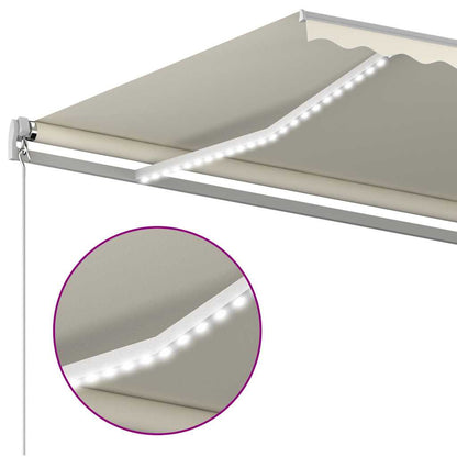 Automatisk Markise Med Vindsensor Og Led 6X3 M Kremhvit