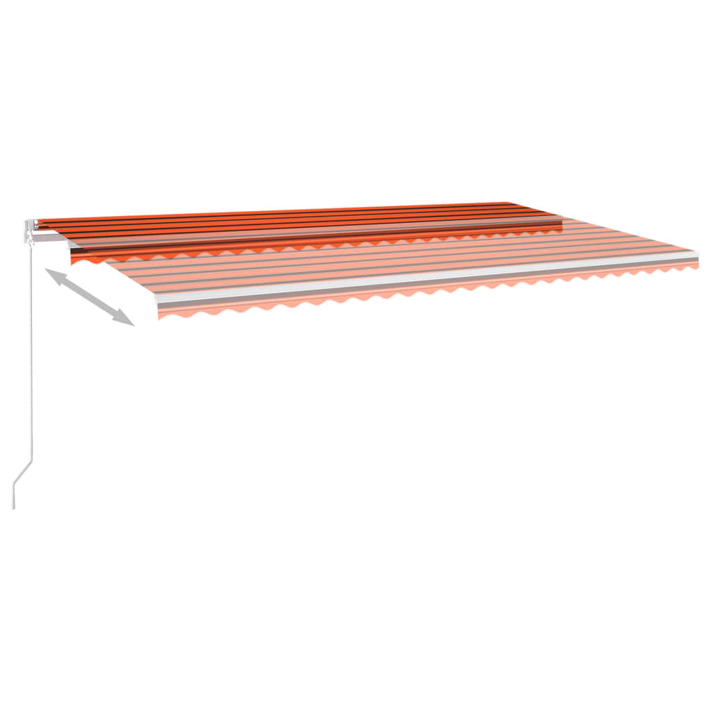 Automatisk Uttrekkbar Markise Med Stolper 6X3,5 M Oransje Og Brun