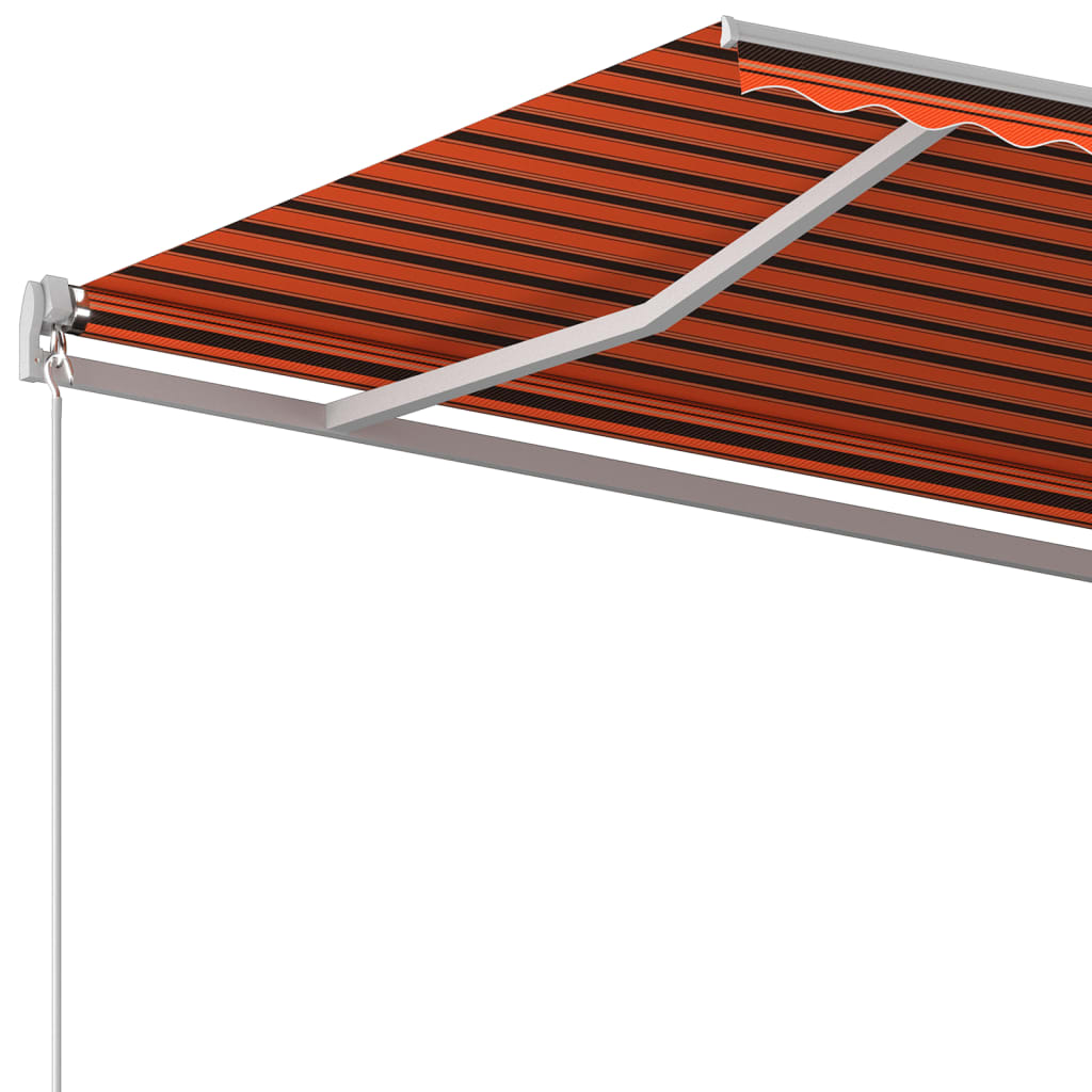 Automatisk Uttrekkbar Markise Med Stolper 6X3,5 M Oransje Og Brun