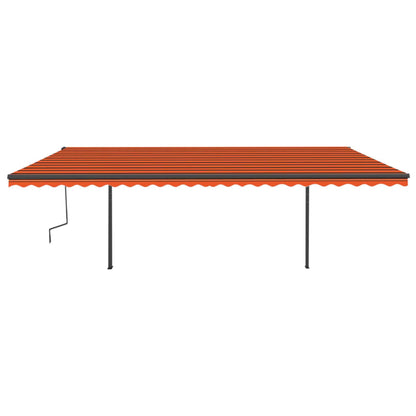 Automatisk Uttrekkbar Markise Med Stolper 6X3,5 M Oransje Brun