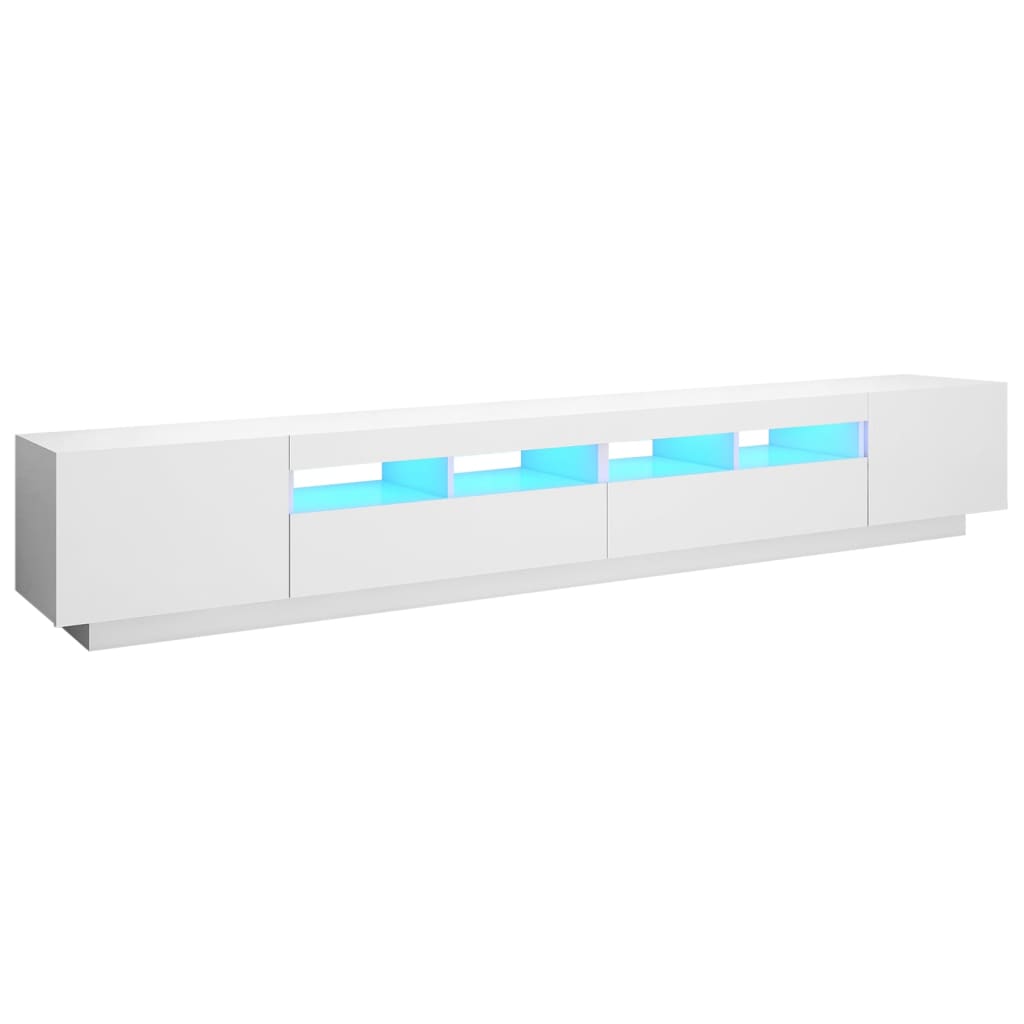 Tv-Benk Med Led-Lys Hvit 260X35X40 Cm