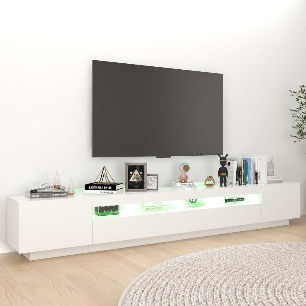 Tv-Benk Med Led-Lys Hvit 260X35X40 Cm