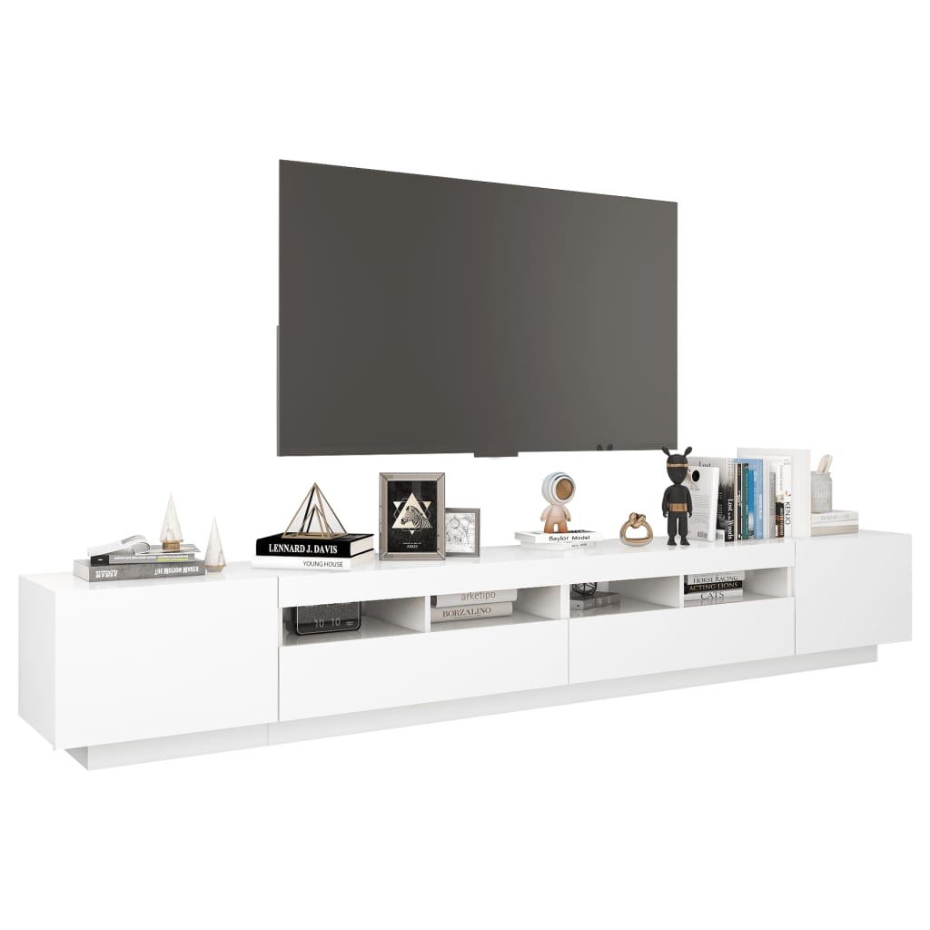 Tv-Benk Med Led-Lys Hvit 260X35X40 Cm