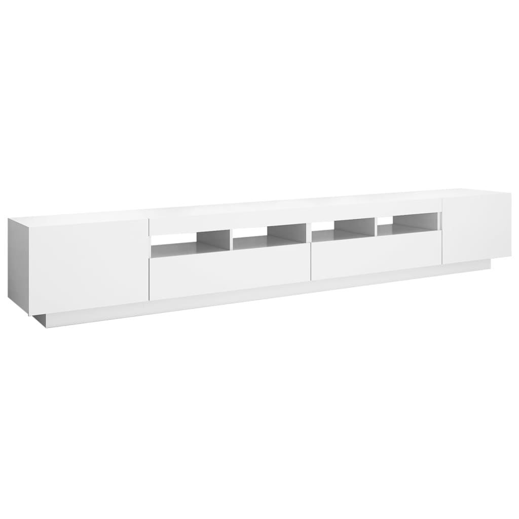 Tv-Benk Med Led-Lys Hvit 260X35X40 Cm