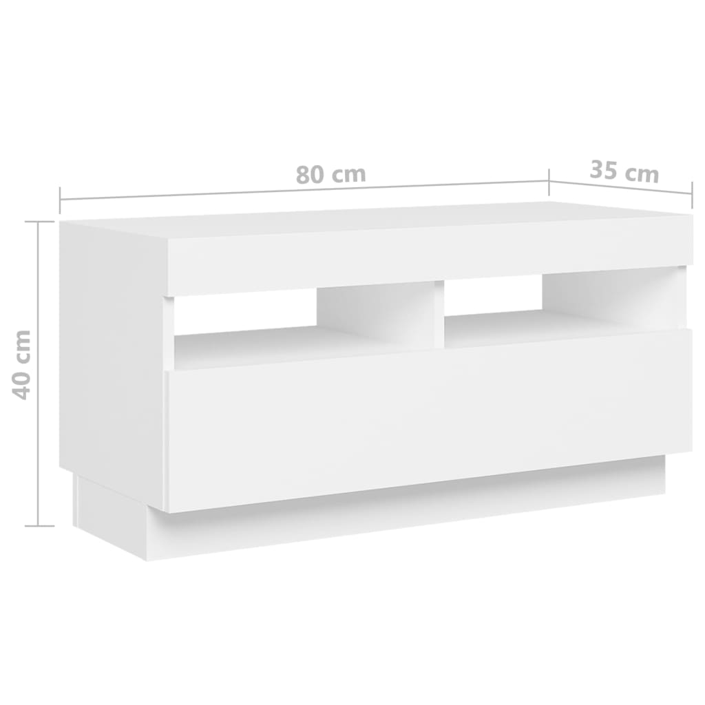 Tv-Benk Med Led-Lys Hvit 260X35X40 Cm