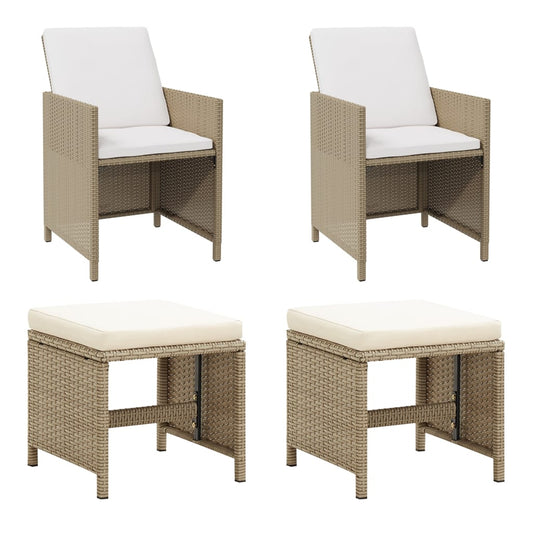 Hagestoler Med Krakker 2 Stk Polyrotting Beige