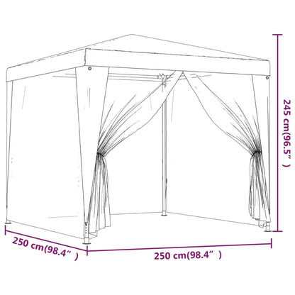 Festtelt Med 4 Sidevegger Av Netting Rød 2,5X2,5 M Hdpe