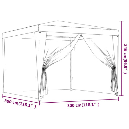 Festtelt Med 4 Sidevegger Av Netting Rød 3X3 M Hdpe