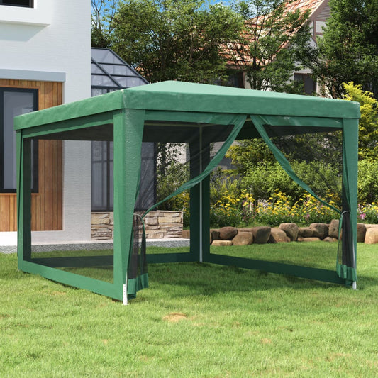Festtelt Med 4 Sidevegger Av Netting Grønn 3X4 M Hdpe