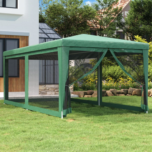Festtelt Med 6 Sidevegger Av Netting Grønn 3X6 M Hdpe