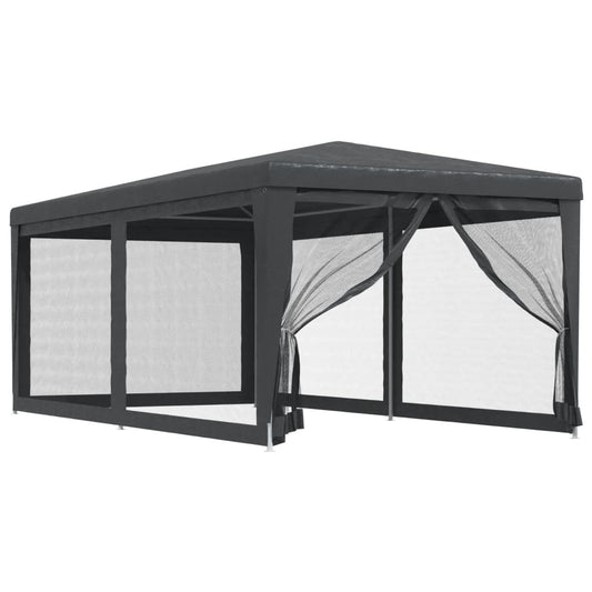 Festtelt Med 6 Sidevegger Av Netting Antrasitt 3X6 M Hdpe