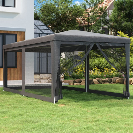 Festtelt Med 6 Sidevegger Av Netting Antrasitt 3X6 M Hdpe
