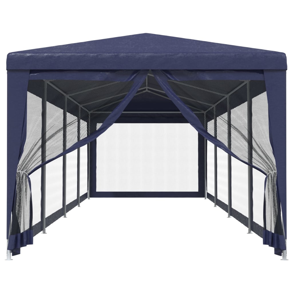 Festtelt Med 10 Sidevegger Av Netting Blå 3X12 M Hdpe