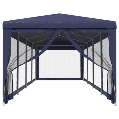 Festtelt Med 10 Sidevegger Av Netting Blå 3X12 M Hdpe