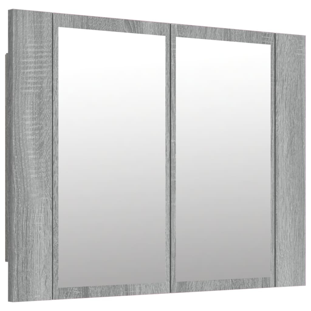 Speilskap Med Led Grå Eik 60X12X45 Cm Konstruert Tre
