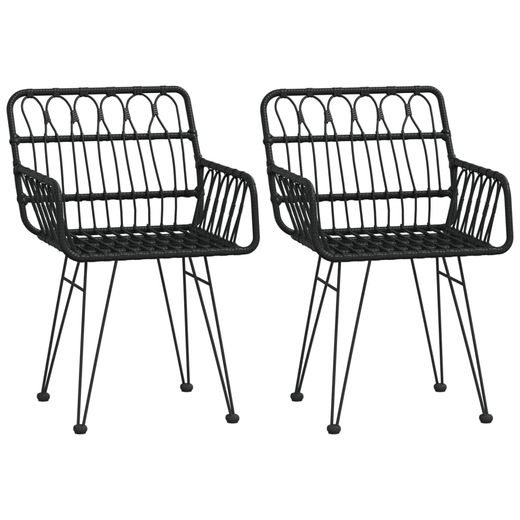 Hagestoler Med Armlener 2 Stk Svart 56X64X80 Cm Pe Rotting