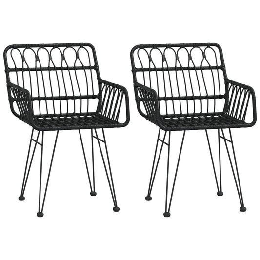 Hagestoler Med Armlener 2 Stk Svart 56X64X80 Cm Pe Rotting