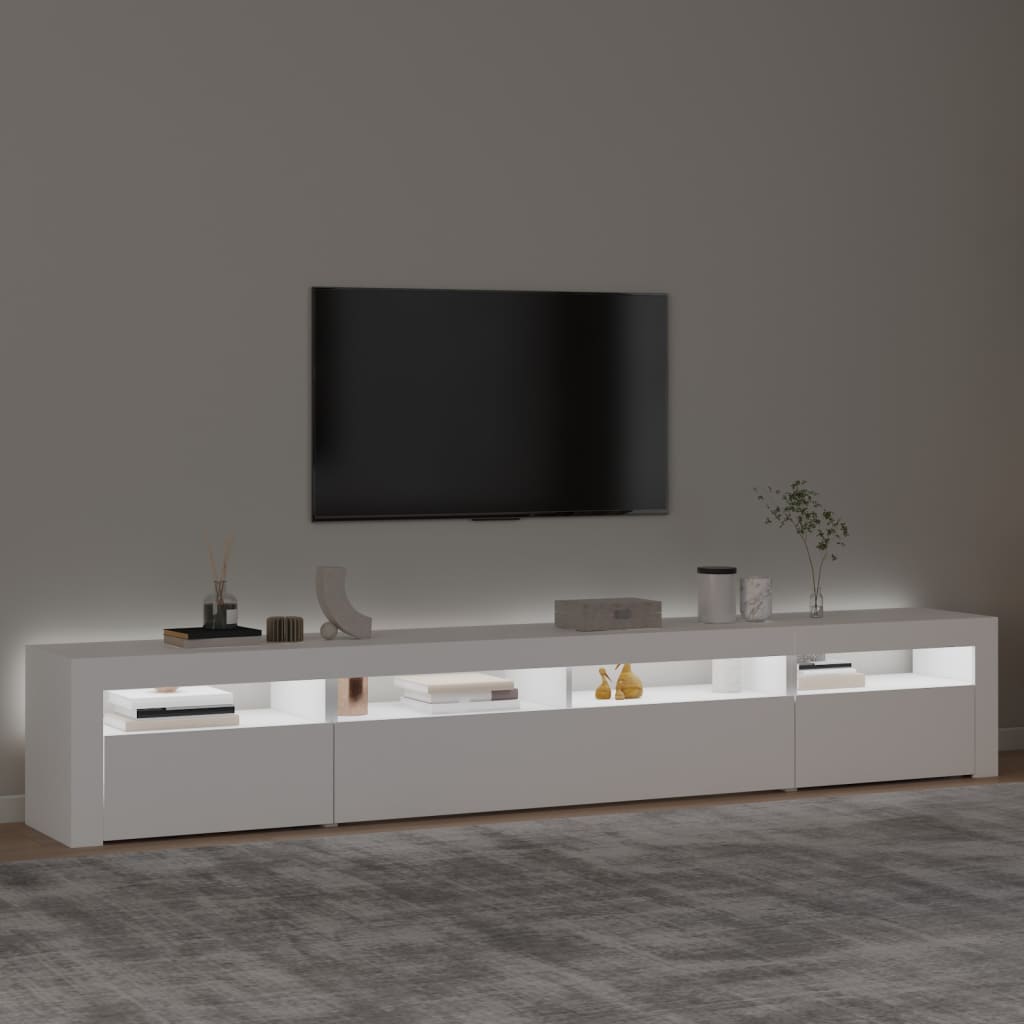 Tv-Benk Med Led-Lys Hvit 240X35X40 Cm