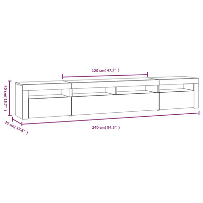 Tv-Benk Med Led-Lys Hvit 240X35X40 Cm