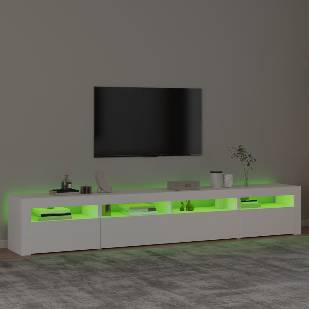 Tv-Benk Med Led-Lys Hvit 240X35X40 Cm