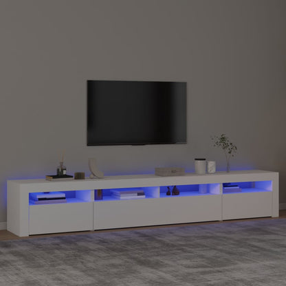 Tv-Benk Med Led-Lys Hvit 240X35X40 Cm