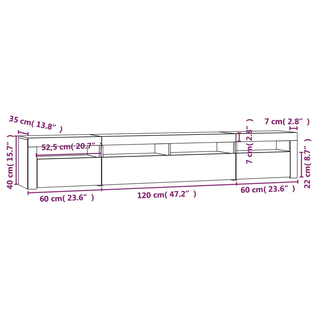 Tv-Benk Med Led-Lys Svart 240X35X40 Cm