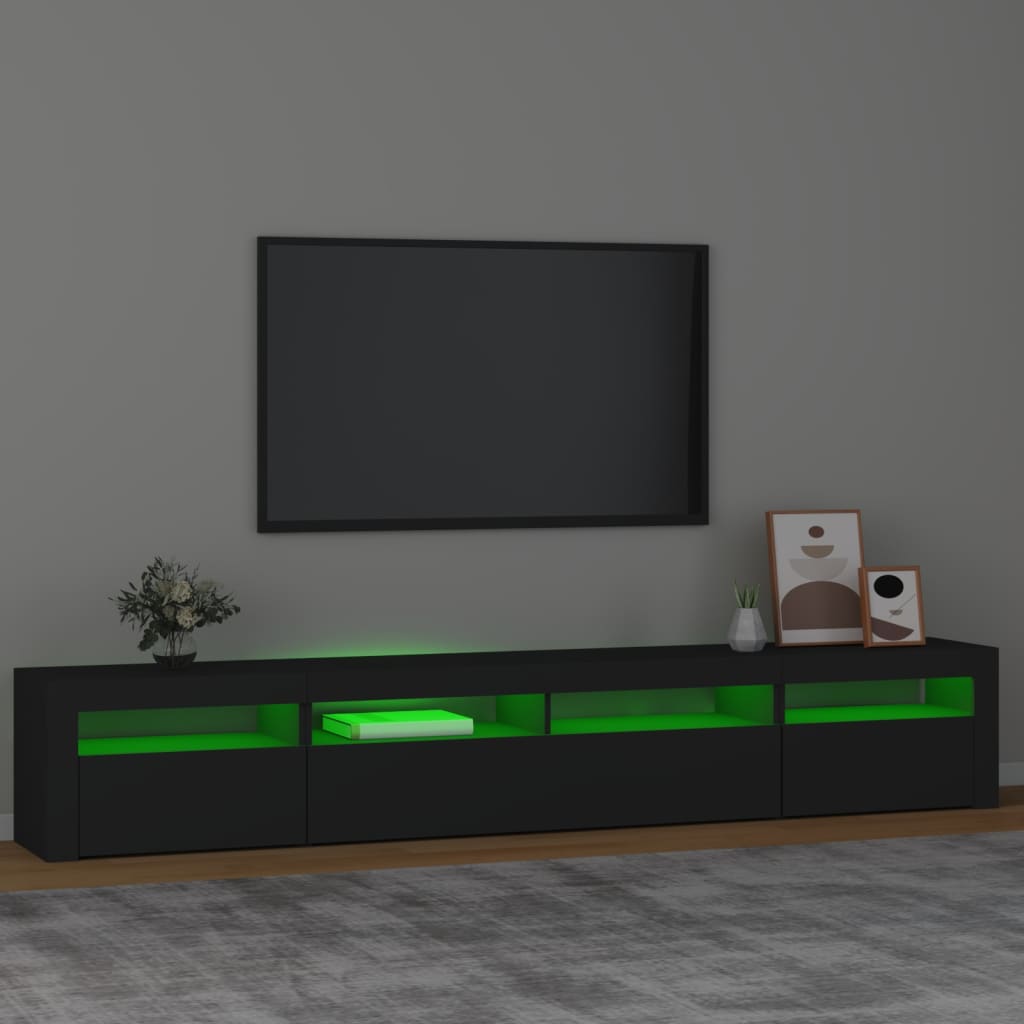 Tv-Benk Med Led-Lys Svart 240X35X40 Cm