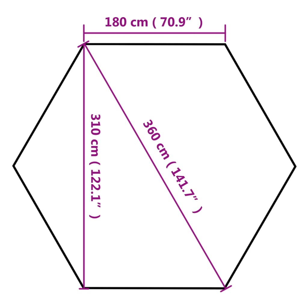 Popup Telt Med Sidevegger Sekskantet 3,6X3,1 M Gråbrun 220G/M²