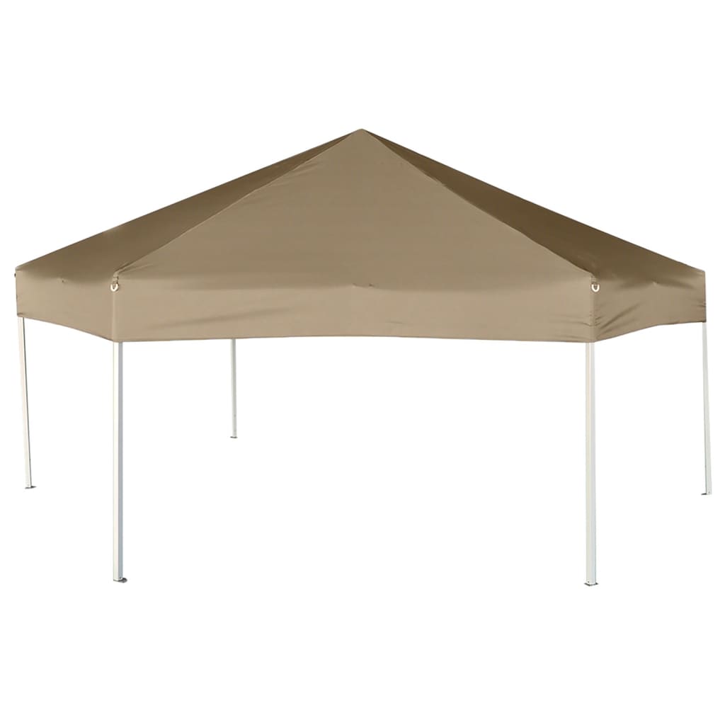 Popup Telt Med Sidevegger Sekskantet 3,6X3,1 M Gråbrun 220G/M²