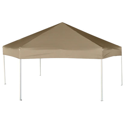 Popup Telt Med Sidevegger Sekskantet 3,6X3,1 M Gråbrun 220G/M²