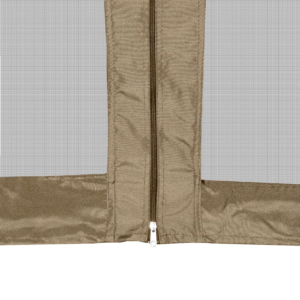 Popup Telt Med Sidevegger Sekskantet 3,6X3,1 M Gråbrun 220G/M²