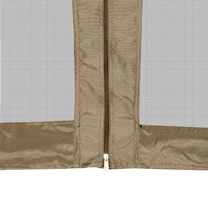 Popup Telt Med Sidevegger Sekskantet 3,6X3,1 M Gråbrun 220G/M²