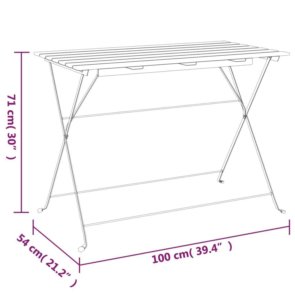 Sammenleggbart Bistrobord 100X54X71 Cm Heltre Akasie Og Stål