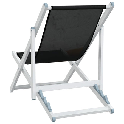 Sammenleggbare Strandstoler 2 Stk Svart Aluminium Og Textilene