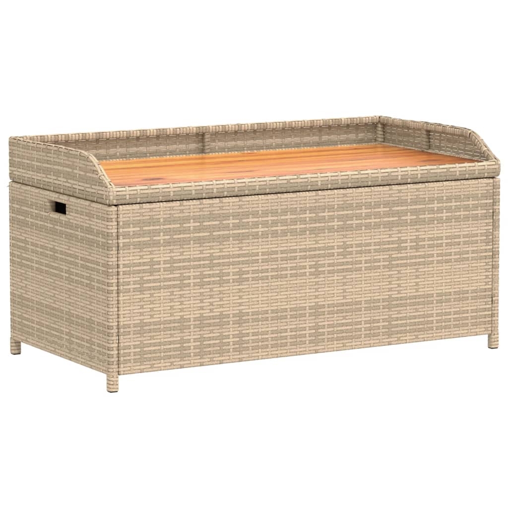 Oppbevaringsbenk Beige 100X50X52 Cm Polyrotting Og Akasie