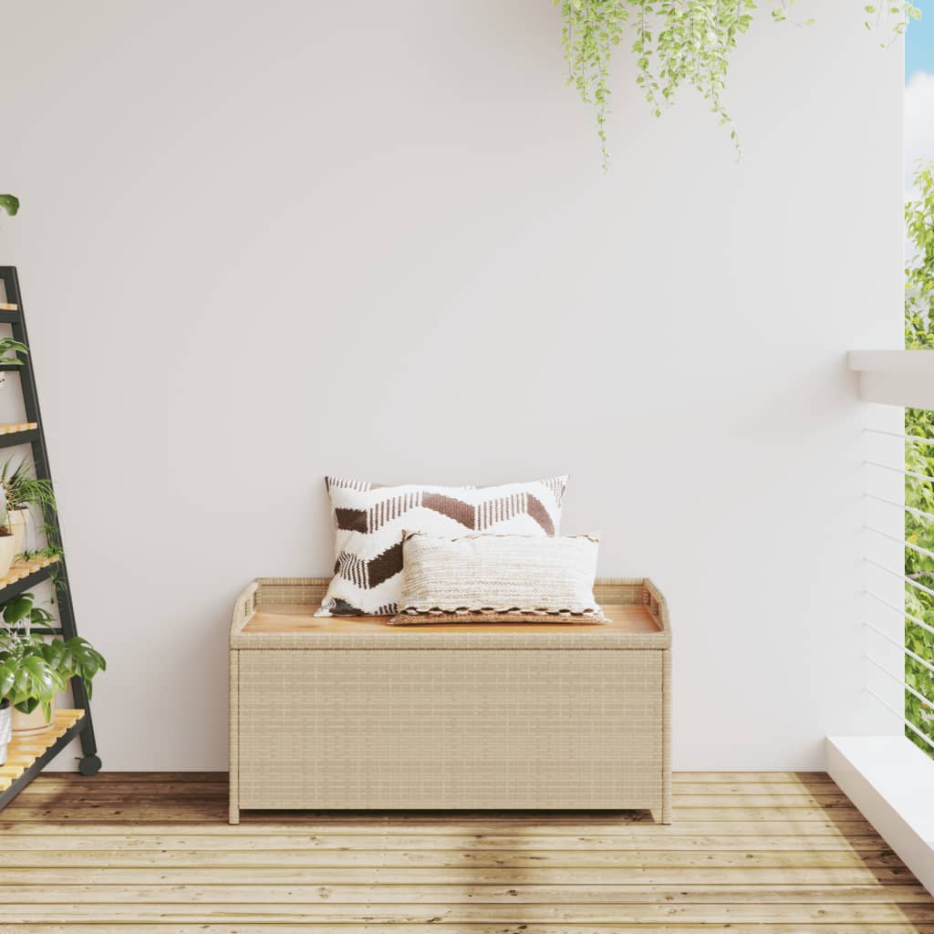 Oppbevaringsbenk Beige 100X50X52 Cm Polyrotting Og Akasie