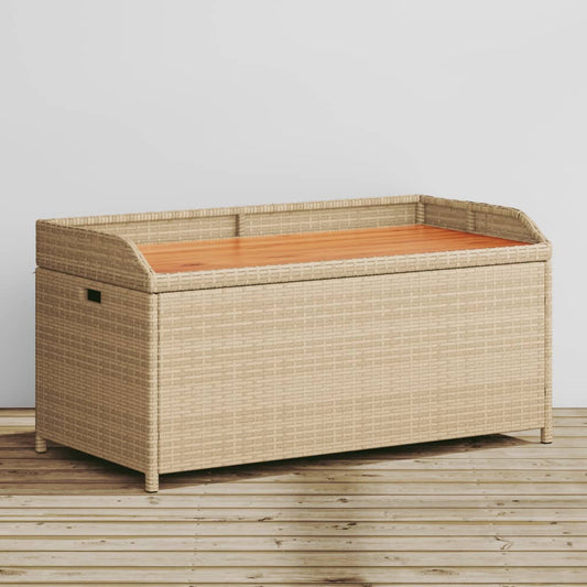 Oppbevaringsbenk Beige 100X50X52 Cm Polyrotting Og Akasie