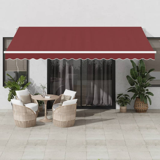 Manuell Uttrekkbar Markise Med Led Burgunder 450X350 Cm