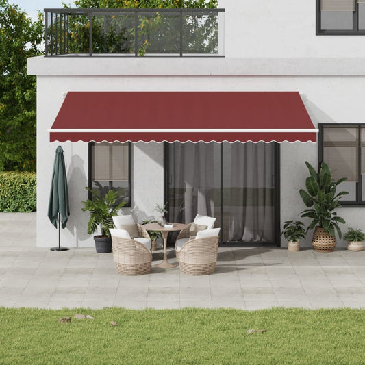 Automatisk Uttrekkbar Markise Med Led Burgunder 500X350 Cm