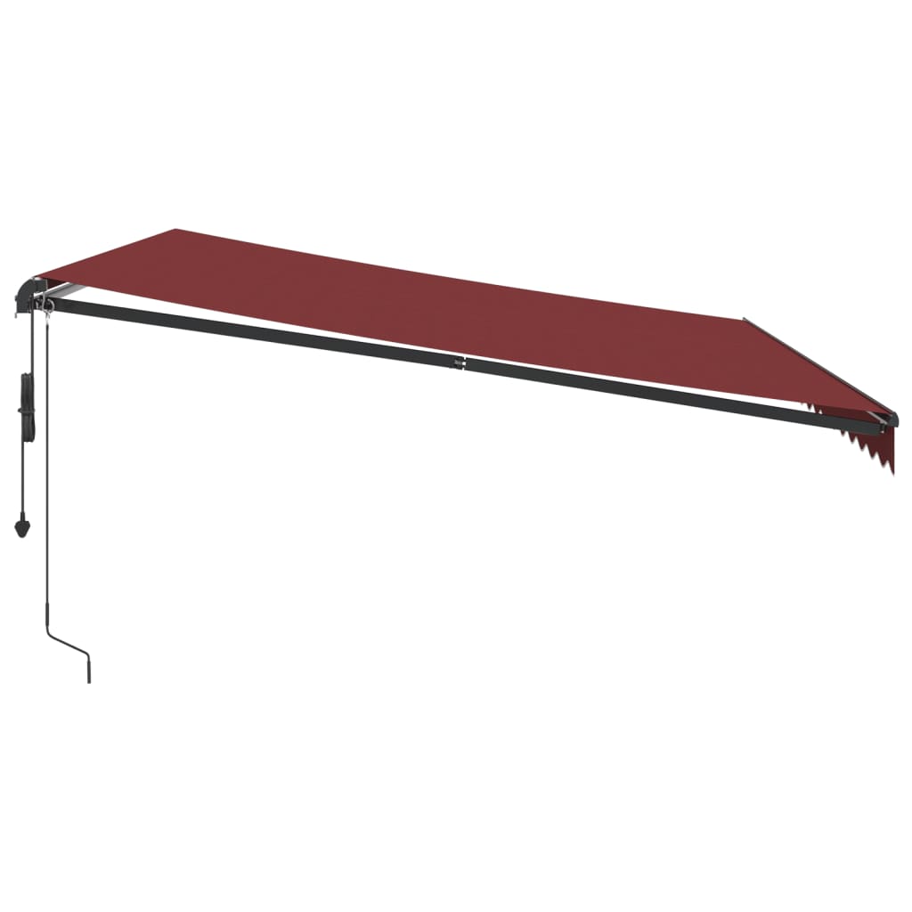 Automatisk Uttrekkbar Markise Med Led Burgunder 450X350 Cm