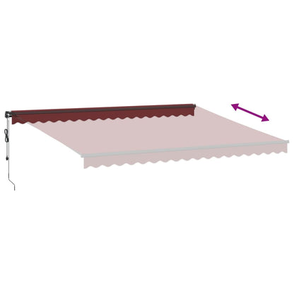 Automatisk Uttrekkbar Markise Med Led Burgunder 450X350 Cm