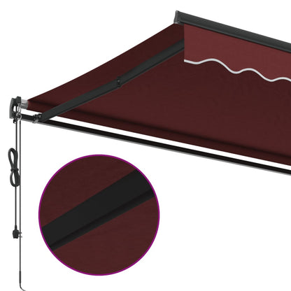 Automatisk Uttrekkbar Markise Med Led Burgunder 450X350 Cm