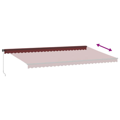 Manuell Uttrekkbar Markise Med Led Burgunder 600X350 Cm