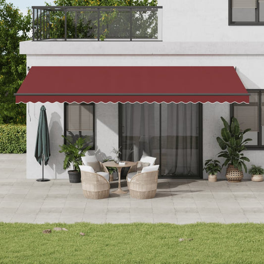 Automatisk Uttrekkbar Markise Med Led Burgunder 600X350 Cm