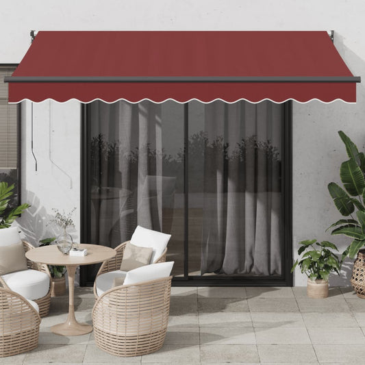 Automatisk Uttrekkbar Markise Med Led Burgunder 350X250 Cm