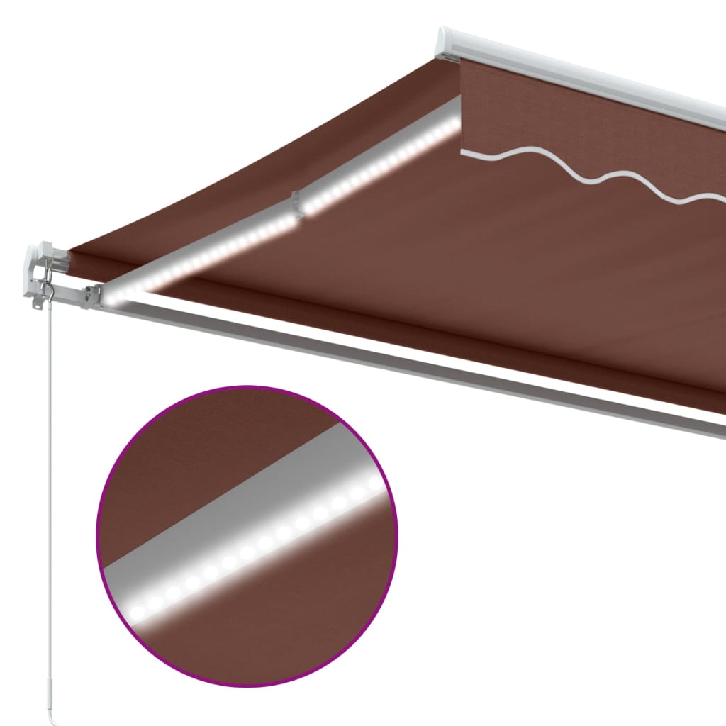 Manuell Uttrekkbar Markise Med Led Brun 450X350 Cm