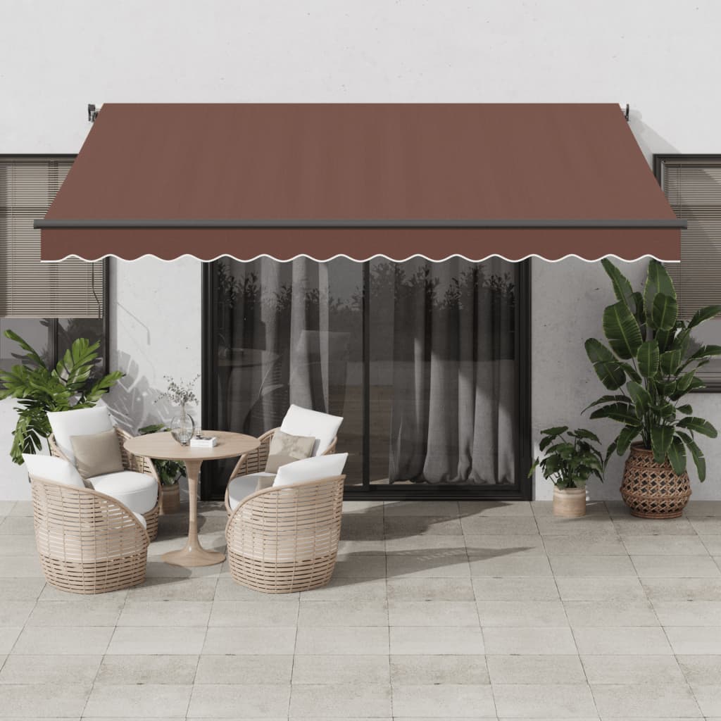Automatisk Uttrekkbar Markise Med Led Brun 400X350 Cm